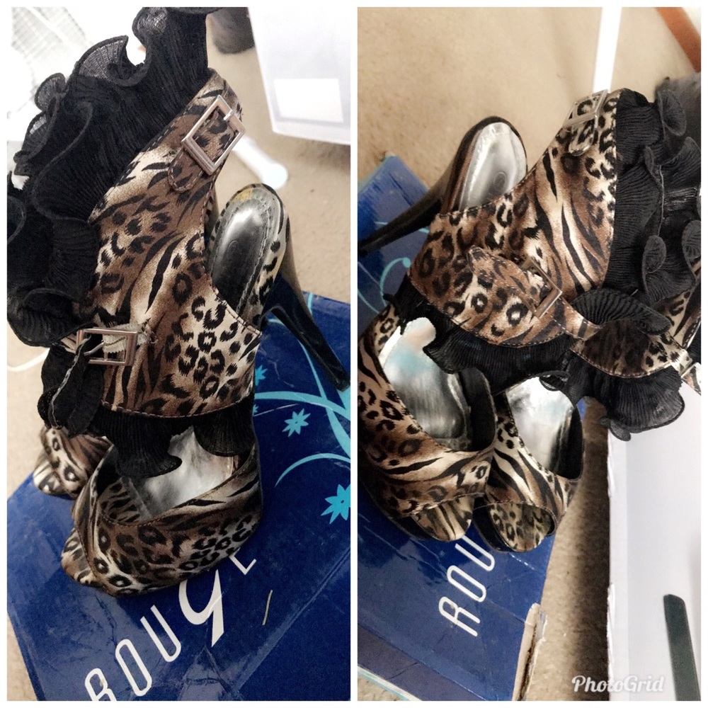 Open toe animal print heels